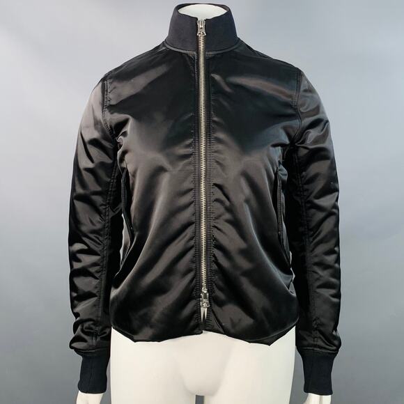 ACNE STUDIOS Size L Black Nylon Side Zippers Varsity Jacket - Picture 1 of 6